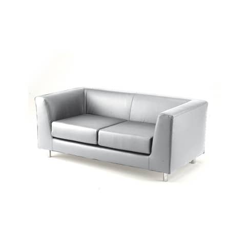 Unisit Quad QD2 2-seater waiting sofa with fixed back - upholstered in genuine leather