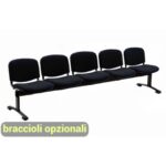 Panca 5 posti attesa Unisit Dado D55P - rivestimento ignifugo nero