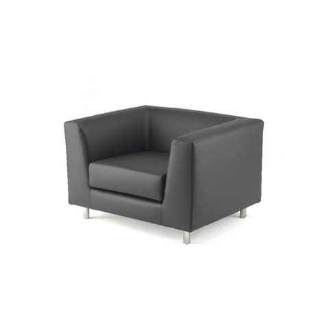 Unisit Quad QD1 1-seater waiting sofa with fixed back - upholstered in genuine leather