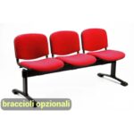 Panca 3 posti attesa Unisit Dado D53P - rivestimento ignifugo rosso