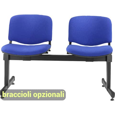 Panca 2 posti attesa Unisit Dado D52P - rivestimento Eco blu