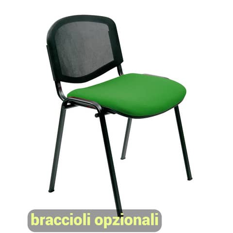 Sedia visitatore 4 gambe Unisit Dado D5N schienale in rete - rivestimento eco