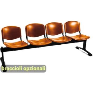 Panca 4 posti attesa Unisit Dado D54P - rivestimento Eco arancione