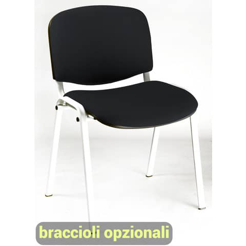 Sedia visitatore 4 gambe Unisit Dado D5B acciaio bianco - rivestimento ignifugo