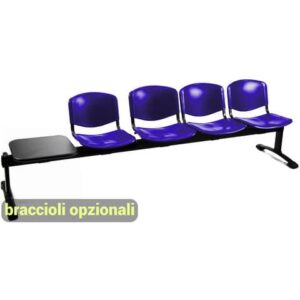 Panca 4 posti attesa Unisit Dado D5P4PT con tavolino - PPL blu
