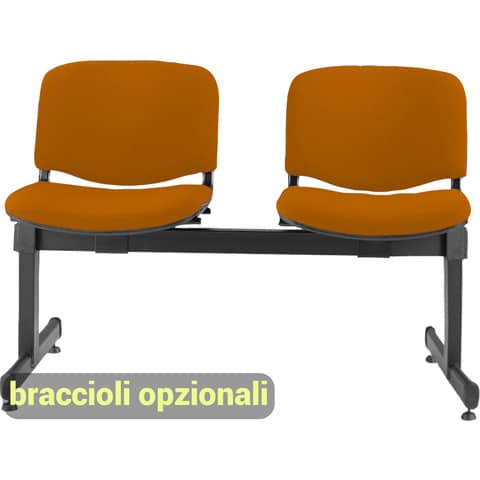 Panca 2 posti attesa Unisit Dado D52P - rivestimento Eco arancione