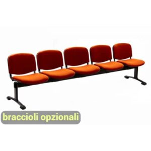 Panca 5 posti attesa Unisit Dado D55P - rivestimento Eco arancione