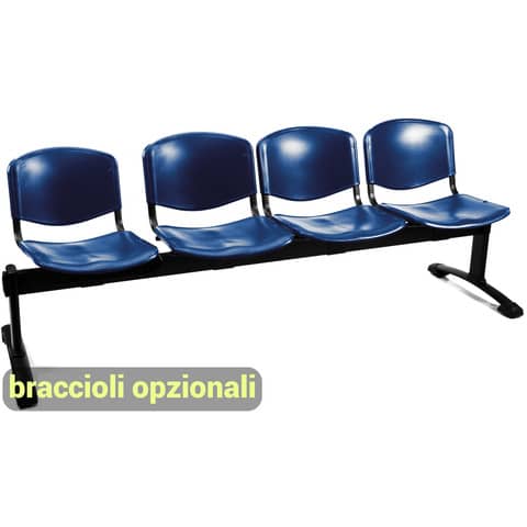 Panca 4 posti attesa Unisit Dado D54P - rivestimento ignifugo blu