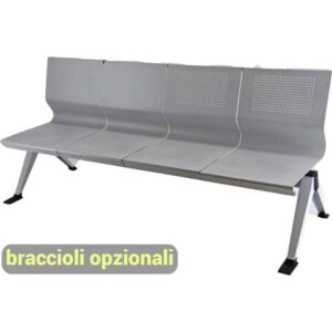 Panca 4 posti attesa Unisit Panair PA4P acciaio verniciato grigio - schienale
