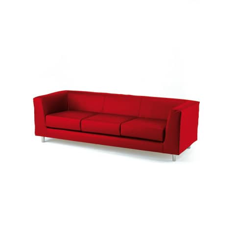 Unisit Quad QD3 3-seater waiting sofa with fixed back - fabric cover