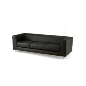 Unisit Quad QD3 3-seater waiting sofa with fixed back - upholstered in genuine leather