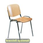Sedia visitatore a 4 gambe Unisit Dado D5L in legno - struttura in acciaio