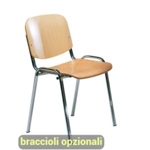 Sedia visitatore a 4 gambe Unisit Dado D5L in legno - struttura in acciaio