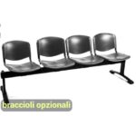 Panca 4 posti attesa Unisit Dado D5P4P - PPL nero