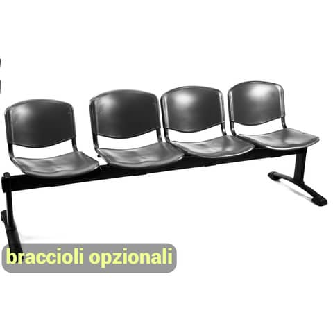 Panca 4 posti attesa Unisit Dado D5P4P - PPL nero