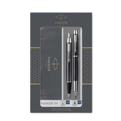 Gift set Duo Parker - Penna a sfera IM Black CT + Stilografica M nero/argento