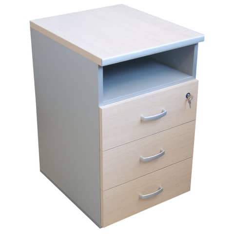 Cassettiera 3 cassetti + vano Frensy EMOTION 44x55x72 cm rovere/grigio