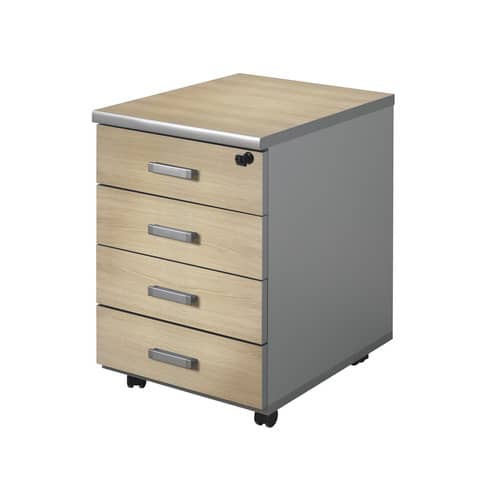 Cassettiera 4 cassetti Frensy Spirit con ruote 44x52x63 cm rovere