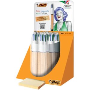 Penna a sfera a scatto BIC 4 Colours Shine fusto oro texturizzato - assortiti