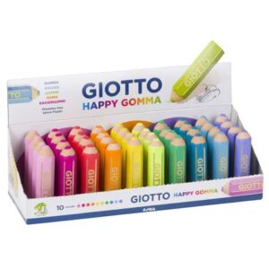 Exhibitor 40 Giotto Happy Gum erasers assorted colours rainbow -