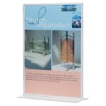 Q-Connect polystyrene display holder with transparent T-base for format