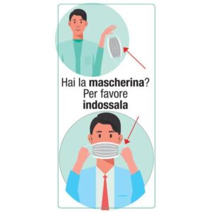 Adesivo segnaletico "Hai la mascherina? Per favore indossala" 15x30 cm