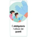 Adesivo segnaletico "È obbligatorio l'utilizzo dei guanti" 15x30 cm