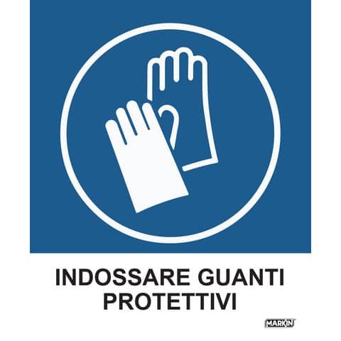 Adesivo segnaletico Markin "Indossare guanti protettivi" in LWM - 12,5x15,2 cm