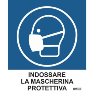 Adesivo segnaletico Markin "Indossare la mascherina protettiva" in LWM 12,5x15,2