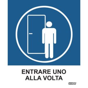 Adesivo segnaletico Markin "Entrare uno alla volta" in LWM - 12,5x15,2 cm