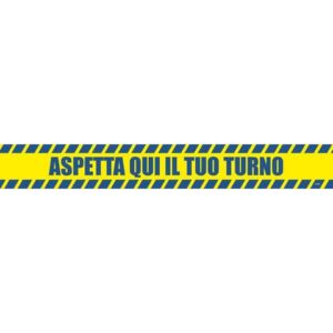 Adesivo segnaletico calpestabile Markin "Aspetta qui il tuo turno" in PVC
