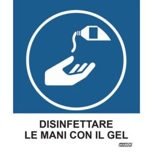 Adesivo segnaletico Markin "Disinfettare le mani con il gel" in LWM - 12,5x15,2