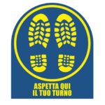 Adesivo segnaletico calpestabile Markin "Aspetta qui il tuo turno" in PVC