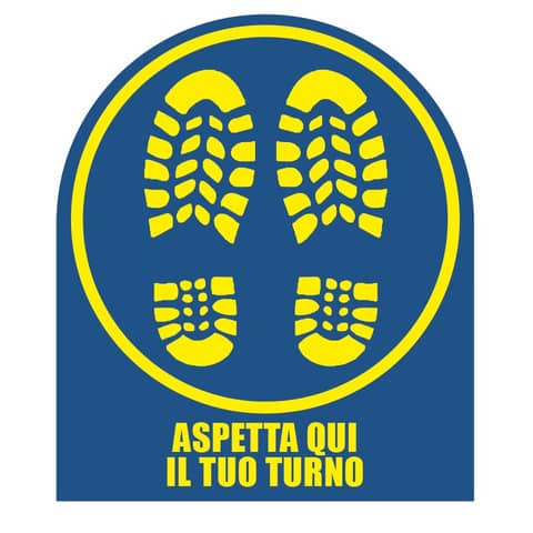 Adesivo segnaletico calpestabile Markin "Aspetta qui il tuo turno" in PVC