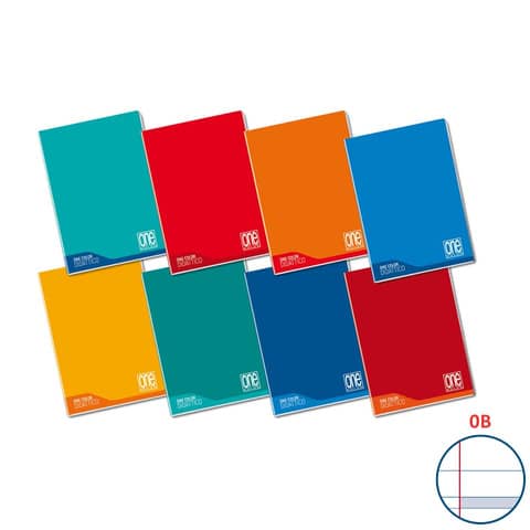 Quaderno Maxi One Color 100 Gr Didattico A4 - rigatura B con margini -