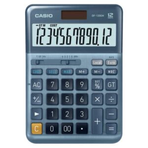 Calcolatrice da tavolo Casio DF-120EM-W-EP - blu - solare e batteria
