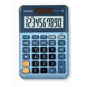 Casio MS-100EM-W-EP Desktop Calculator - blue - solar and