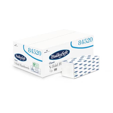 Asciugamani interfogliati piagatura a V Bulkysoft Classic 24x21,5 cm bianco