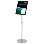 Espositore magnetico portastampati da terra deflecto® A3 in acciaio inox con