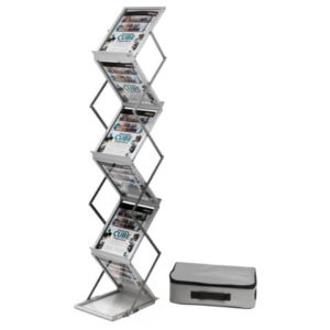 Deflecto® A4 aluminium floor display with 6 slanted compartments