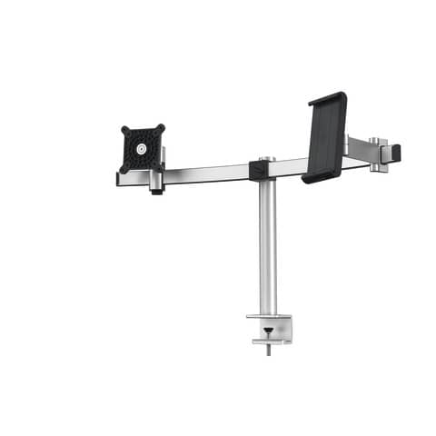 Monitor arm for 1 screen max 27" and 1 tablet max 13" DURABLE silver