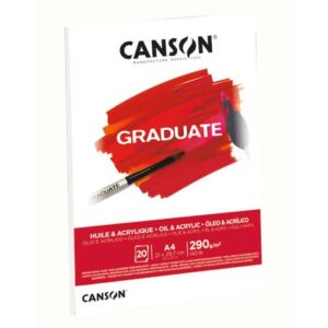 Blocco da disegno Canson per olio e acrilico bianco 290 g/m² A4 - 10 fogli