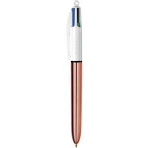 Penna a sfera a scatto BIC 4 Colours Shine fusto Rose Gold - assortiti