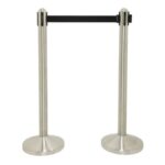 Securit® steel bollard - retractable tape 2.1 m black -