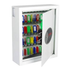 Cassaforte portachiavi 48 ganci Security Italia Cygnus bianco serratura a chiave