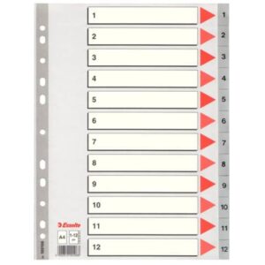 Divisori per rubrica Esselte A4 PPL numerica 1-12