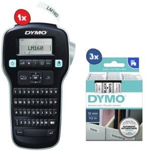 Dymo Label Manager 160 portable labeller + 3 D1 tapes 12 mm x 7 m