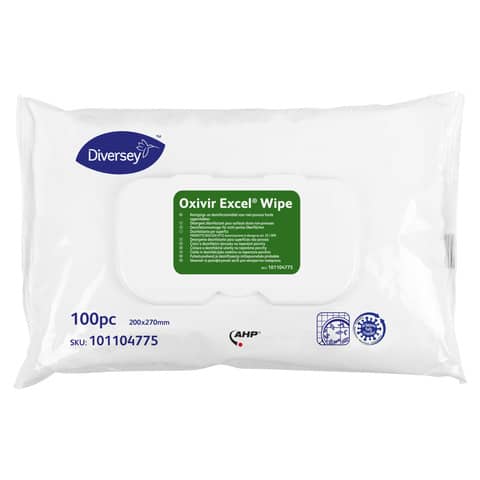 Salviette detergenti disinfettanti per superfici Diversey Oxivir Excel Wipes -