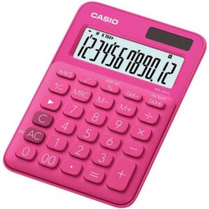 CASIO solar or battery powered desktop calculator - 12 digits - Red