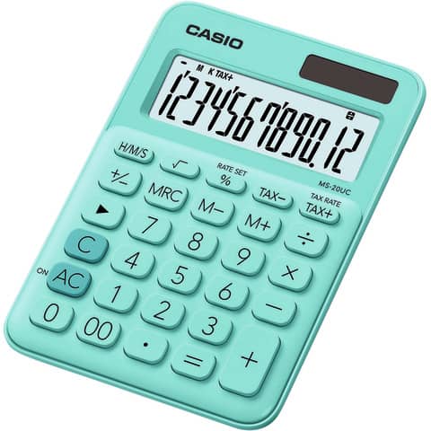 Calcolatrice da tavolo CASIO solare o batteria - 12 cifre - Verde